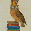 Wise Owl Bird On Books Diamond Paintings