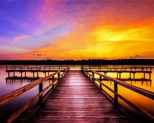 Aesthetic Docks With Sunset Diamond Paintings