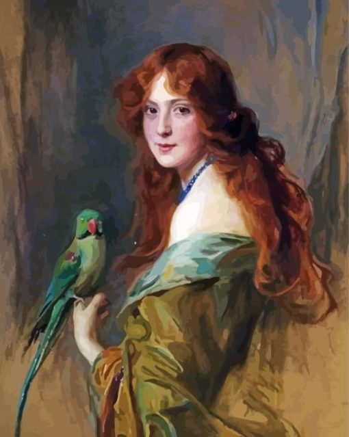 Aesthetic Parrot And Lady Diamond Paintings