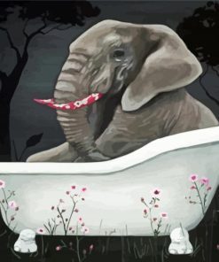 Aesthetic Elephant In A Bathtub Diamond Paintings