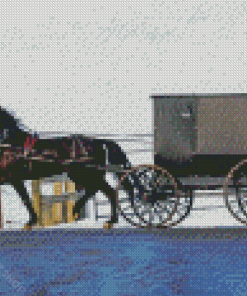 Amish Buggy In Snow Diamond Paintings