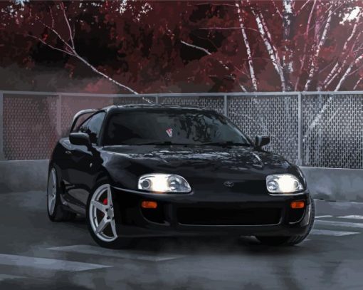 Black Supra Mk4 Art Diamond Paintings