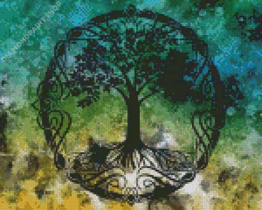 Black Celtic Tree Diamond Paintings