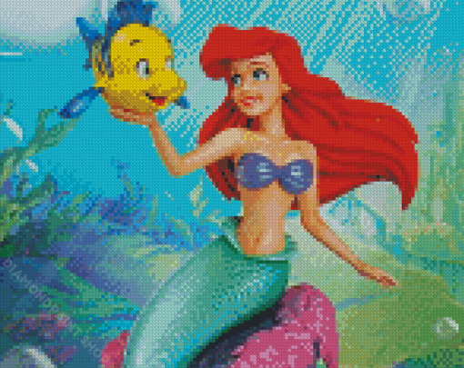 Ariel Mermaid And Flounder Fish Diamond Paintings