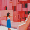 Follow Me To Pink Building Diamond Paintings