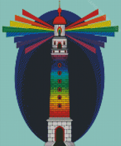 Lighthouse With Rainbow Art Diamond Paintings