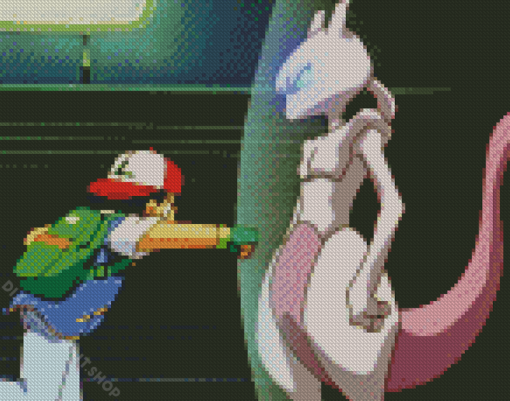 Mewtwo And Ash Diamond Paintings