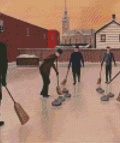 Playing Curling Art Diamond Paintings