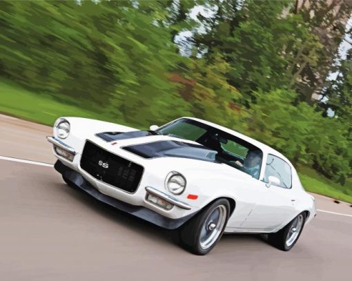 White 1972 Camaro Diamond Paintings