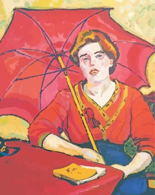 Girl In Red With A Parasol Max Pechstein Diamond Paintings