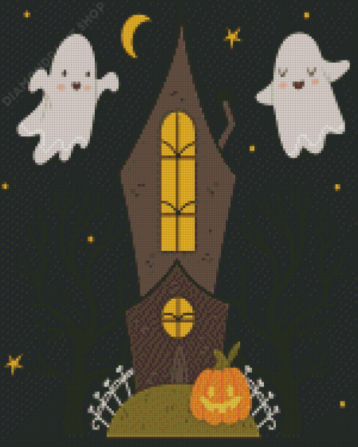 Goth Pumpkin House Diamond Paintings