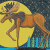 Moose And Moon Art Diamond Paintings