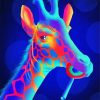 Neon Giraffe Eating Lollipop Diamond Paintings