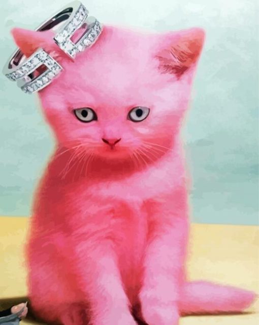 Pink Cat Diamond Paintings