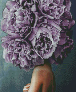 Purple Peonies Lady Diamond Paintings