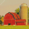 Red Barn With Silo Diamond Paintings