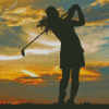 Sport Golf Lady Silhouette Diamond Paintings