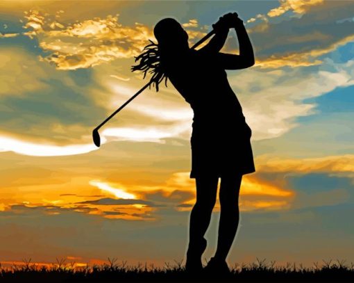 Sport Golf Lady Silhouette Diamond Paintings