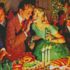 Vintage Christmas Dinner Party Diamond Paintings