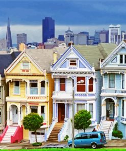 Alamo Square San Francisco Royalty Vintage Houses Diamond Paintings