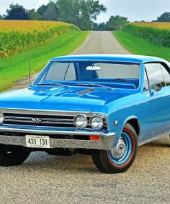 Blue Chevrolet 67 Chevelle Car Diamond Paintings