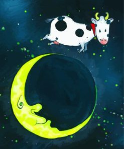 Cute Cow Jumping Over The Moon Art Diamond Paintings