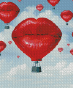 Lips Romantic Hot Air Balloon Diamond Paintings