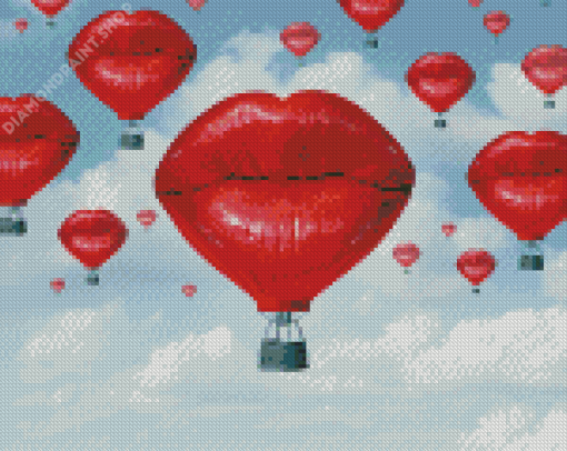 Lips Romantic Hot Air Balloon Diamond Paintings