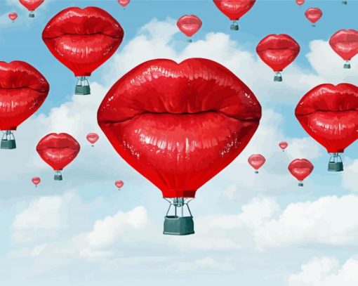 Lips Romantic Hot Air Balloon Diamond Paintings