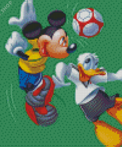 Mickey Mouse And Donald Duck Playing Football Diamond Paintings