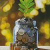 Money Tree In Glass Jar Diamond Paintings