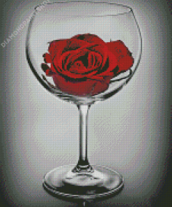 Red Rose In A Glass Diamond Paintings