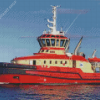 Red Tug Boat Diamond Paintings