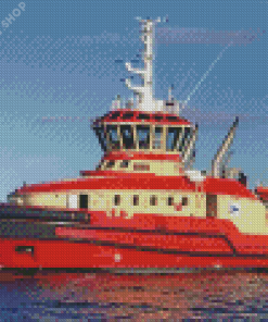 Red Tug Boat Diamond Paintings