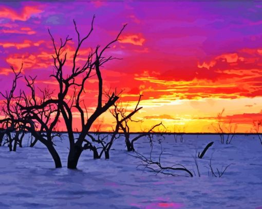 Sunset Menindee Lake Diamond Paintings