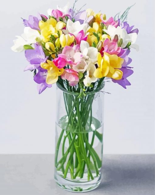 Freesias In Vase Diamond Paintings