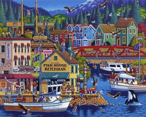 Ketchikan Building Art Diamond Paintings