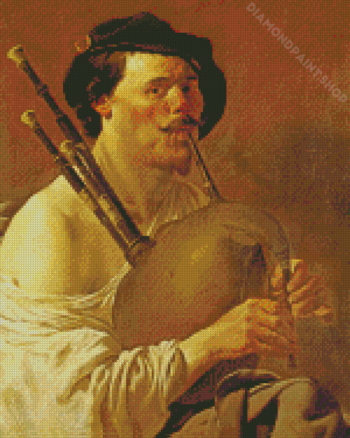 Man Playing Bagpipes Art Diamond Paintings