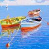 Mediterranean Seascape Fishing Boats Diamond Paintings