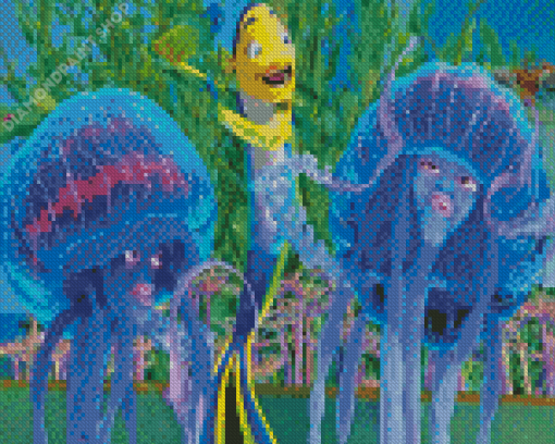 Oscar And Jellyfishes From Shark Tale Diamond Paintings