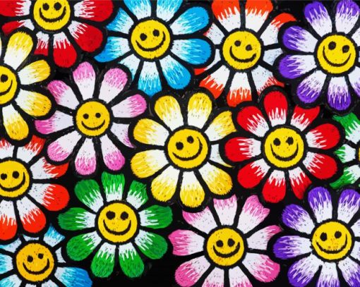 Rainbow Happy Flowers Diamond Paintings