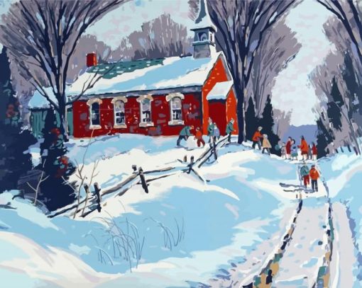 Snow Farmhouse Art Diamond Paintings