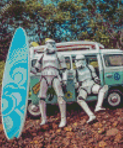 Stormtroopers And Surfboard Diamond Paintings