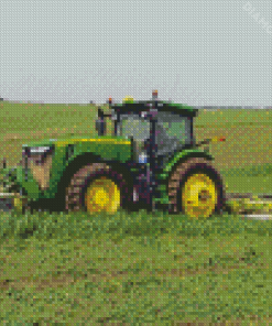 Tractor In Hay Field Art Diamond Painting