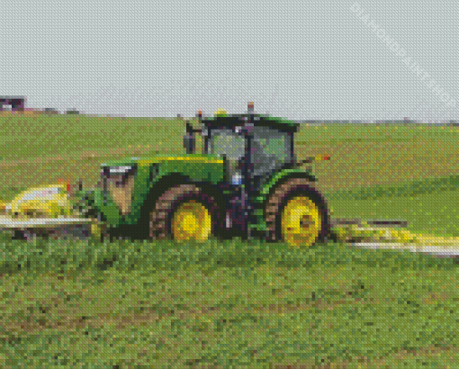 Tractor In Hay Field Art Diamond Painting