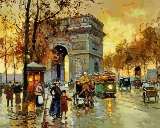 View Of The Arc Of Triomphe By Edouard Cortes Diamond Paintings