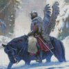 Winged Hussar In Snow Diamond Paintings