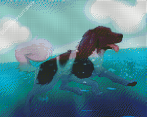 Adorable Dog Swimming Diamond Paintings