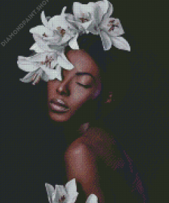 Aesthetic Floral Black Woman Diamond Paintings