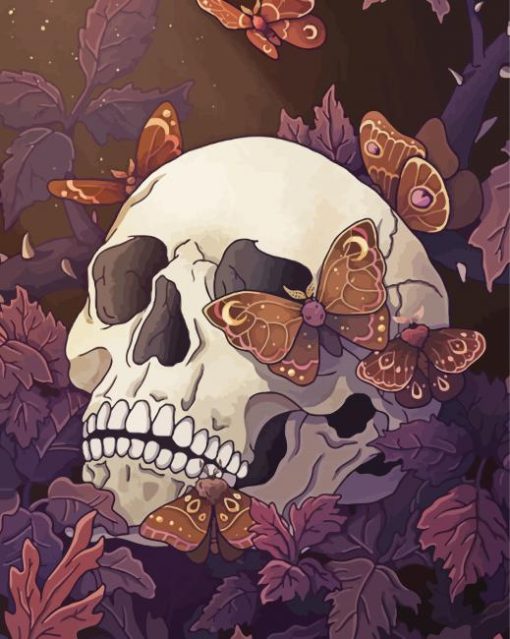 Aesthetic Skull And Butterflies Diamond Painting